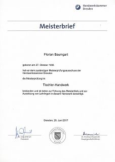 Meisterbrief Florian Baumgart